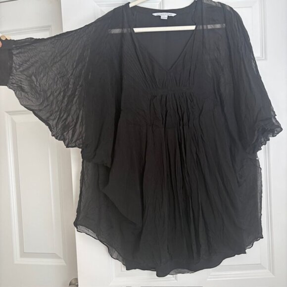 Diane von Furstenberg 100% Silk Fleurette Chiffon Mini Dress Black - Picture 4 of 10
